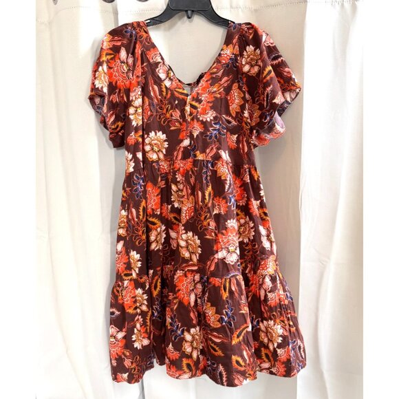 Old Navy Dresses & Skirts - Old Navy Women Dress Large Rustic Floral Double V Neck Tiered Flutter Boho 18715